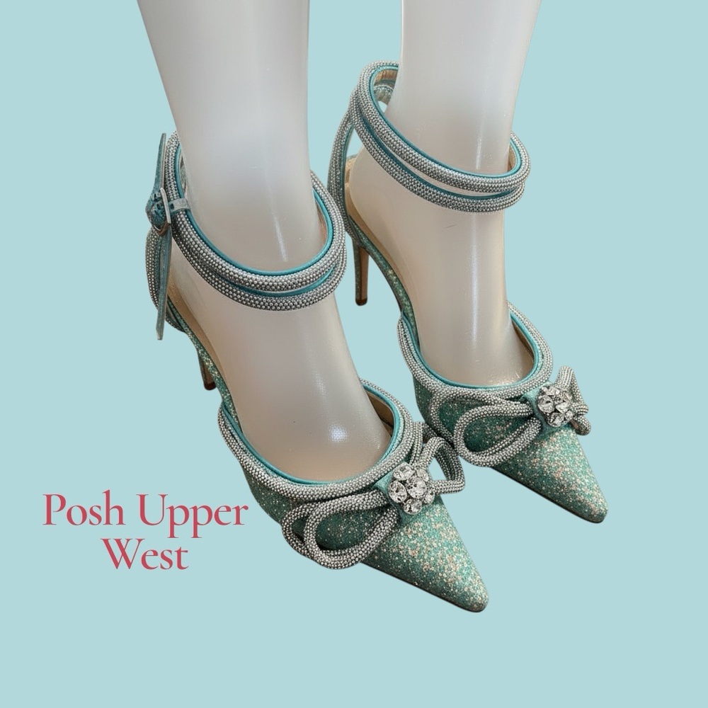 MACH & MACH Turquoise and Silver Glitter Heels - Picture 4 of 6